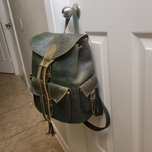 Women\'s Brown Leather Backpack with Front Pockets main image 9